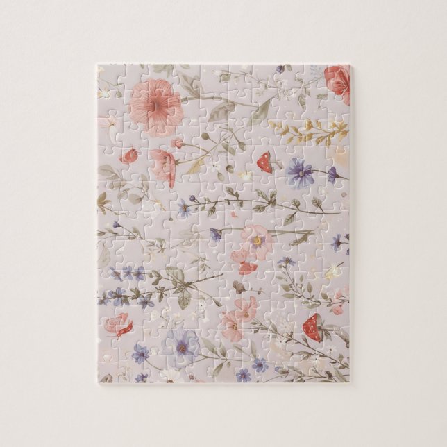 Quebra-cabeça Enchanted Garden Wildflower Butterfly Whimsical (Vertical)