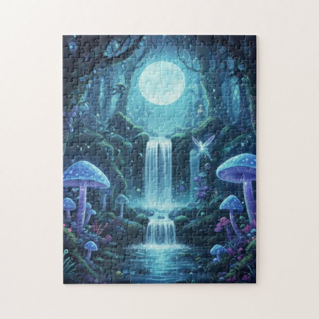 Quebra-cabeça Enchanted Waterfall Magic Forest Fantasy Puzzle (Vertical)