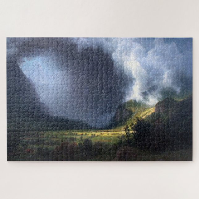 Quebra-cabeça Encontrando Tempestade no Vale, Albert Bierstadt (Horizontal)