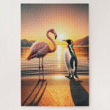 Encontro Flamingo e Penguin Sunset