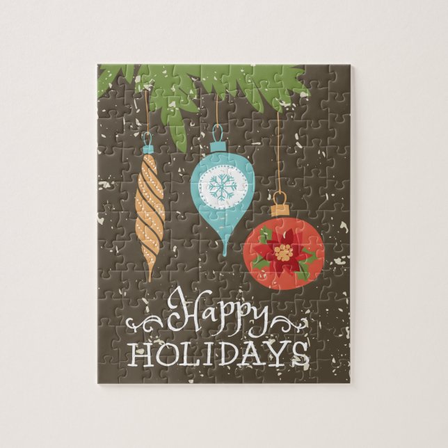Quebra-cabeça Enfeites de natal de Férias Felizes Decorativos (Vertical)