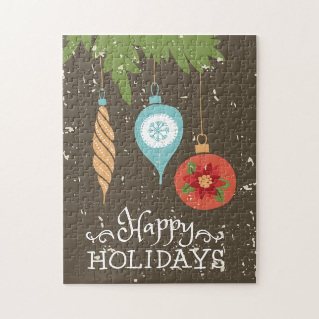 Quebra-cabeça Enfeites de natal de Férias Felizes Decorativos (Vertical)
