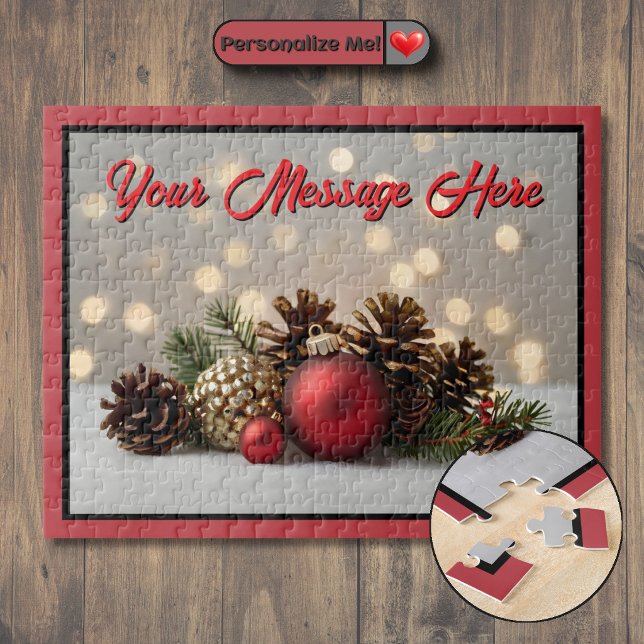 Quebra-cabeça Enfeites de natal Personalizado (Customizable Christmas Ornament Jigsaw Puzzle)
