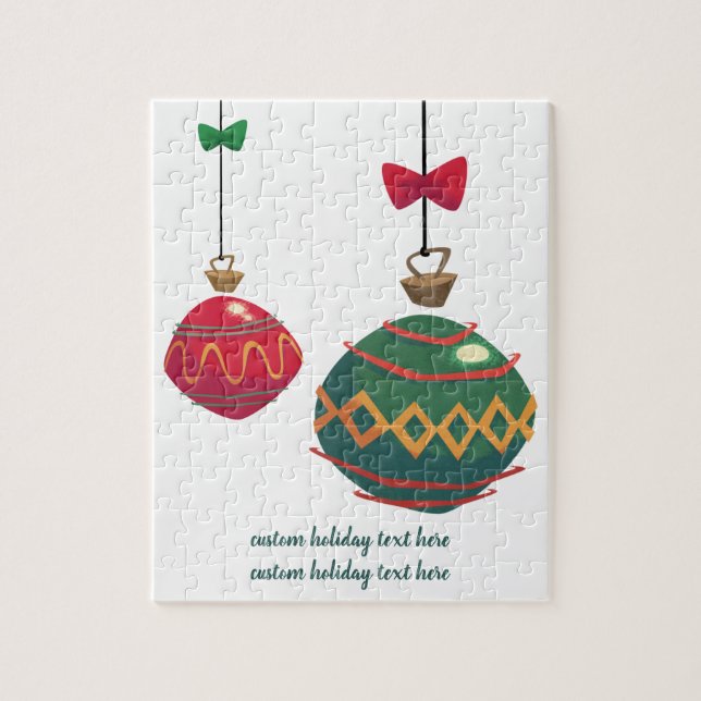 Quebra-cabeça Enfeites de natal Vermelhos e Verdes (Vertical)