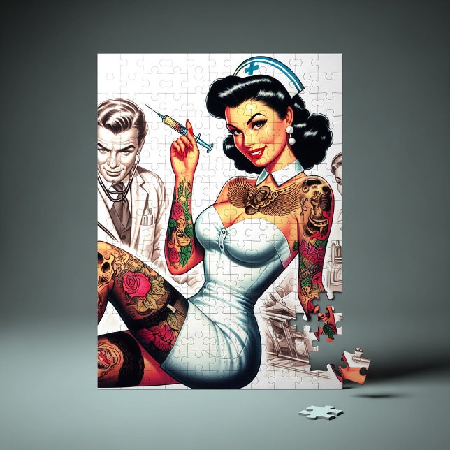 Quebra-cabeça Enfermeira Tatuada Pin-up (Criador carregado)