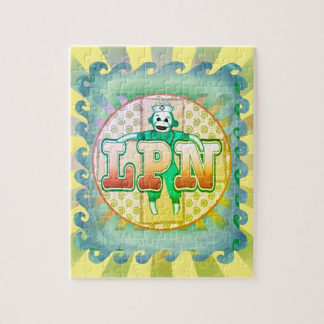 Quebra-cabeça Enfermeiro de Sock Monkey LPN (Vertical)