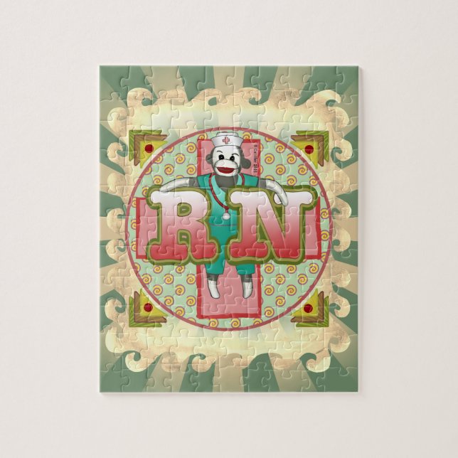 Quebra-cabeça Enfermeiro Sock Monkey RN (Vertical)