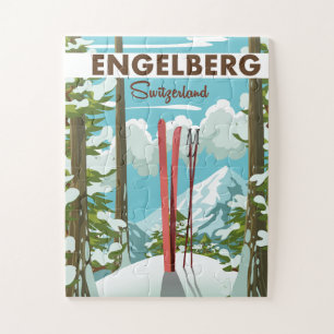 Quebra-cabeça Engelberg Suiça ski poster