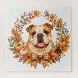 Quebra-cabeça English Bulldog Coroa de Outono