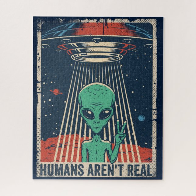 Quebra-cabeça Engraçada Conspiração Espacial de OVNI Alienígena (Vertical)