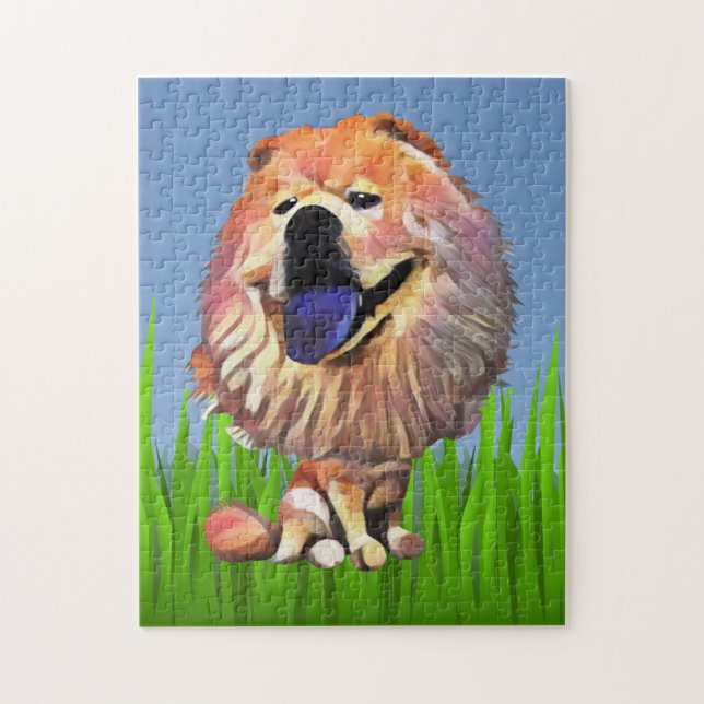 Quebra-cabeça Engraçado Cartoon Chow Chow 252 Piece Quebra-cabeç (Vertical)
