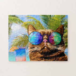 Quebra-cabeça Engraçado Cat 675 Beach