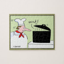 Engraçado Chef Francês Cartoon Art Voila Gourmet