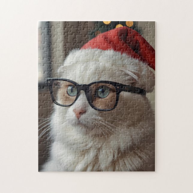 Quebra-cabeça Engraçado de Papai noel de Gato - Va (Vertical)