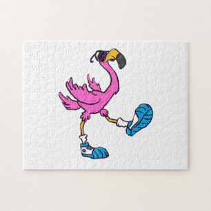 Quebra-cabeça Engraçado Flamingo com óculos de sol  escolher c