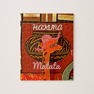 Quebra-cabeça Engraçado Girafa com legal texto Hakuna Matata