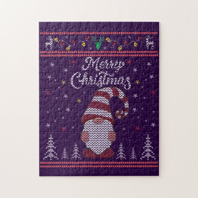 Quebra-cabeça Engraçado Gnomo Feliz Natal (Vertical)