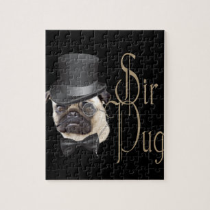 Quebra-cabeça Engraçado, Grande Chapéu Monóculo Sir Pug Dog