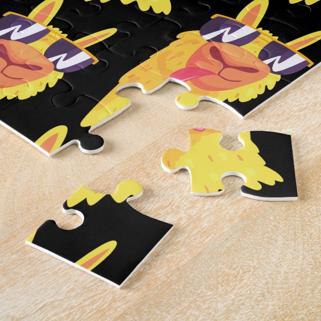 Quebra-cabeça Engraçado Llama Face Com Padrão De Óculos (Lateral)