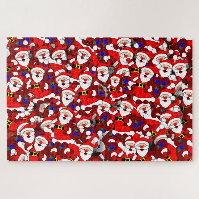 Quebra-cabeça Engraçado Natal Moderno Colagem de Papais noeis Qu (Horizontal)