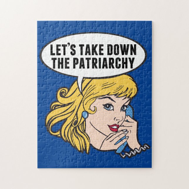 Quebra-cabeça Engraçado Retro Feminista Pop de Arte Anti-Patriar (Vertical)