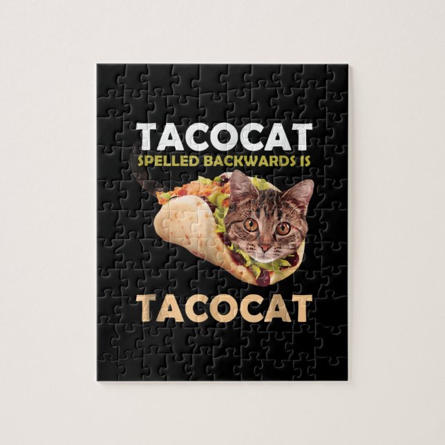 Quebra-cabeça Engraçado Tacocat Taco Gato Ortografado Para Trás (Vertical)
