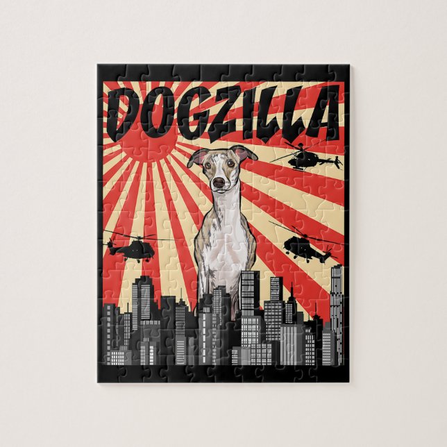 Quebra-cabeça Engraçado Whippet Dogzilla Japonês (Vertical)