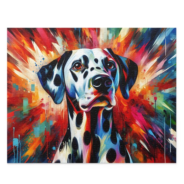 Quebra-cabeça Enigma Dálmata: Estilo Acrílico de Manchas Pretas (Elegant Blenheim Cavalier King Charles Spaniel Acrylic Style Art Print)