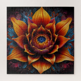 Quebra-cabeça Enorme floração da flor de laranja e azul