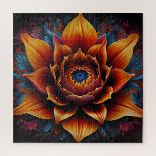 Quebra-cabeça Enorme floração da flor de laranja e azul