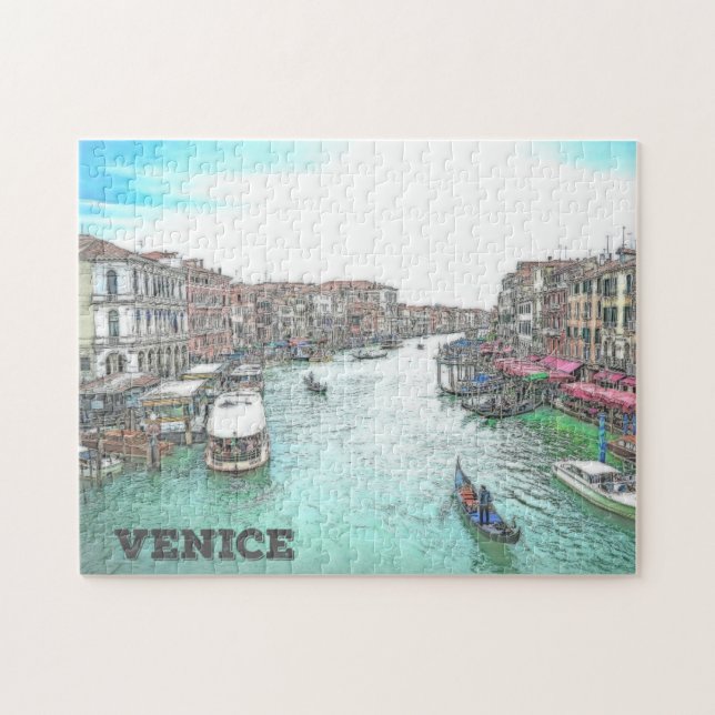 Quebra-cabeça Ente Gondola Venice Itália Gondola Boat Canal Gift (Horizontal)