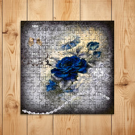 Quebra-cabeça Ephemera Rosa Azul Escuro Vitoriano