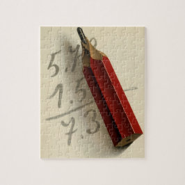Quebra-cabeça Equação Matemática com Lápis Vermelho, Vintage Bus