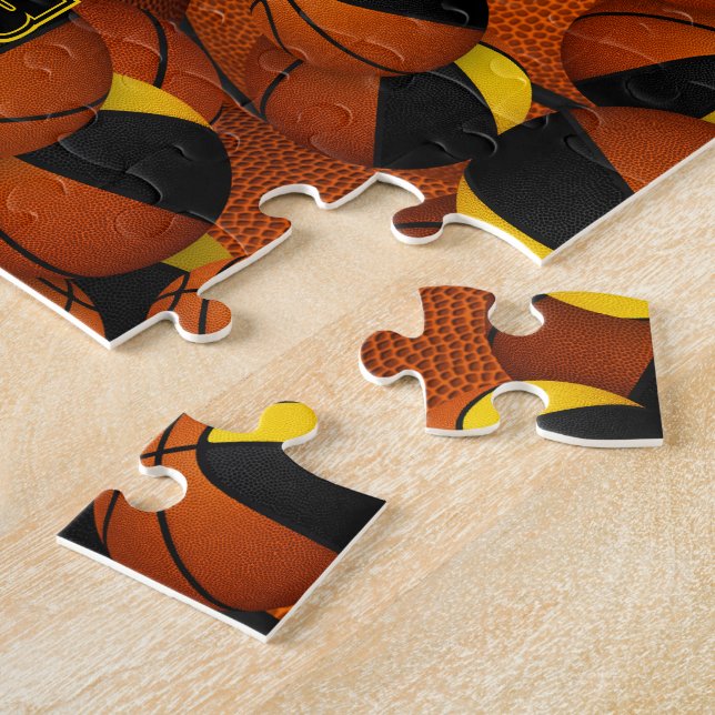 Quebra-cabeça equipe de basquetebol de meninos negros (Lateral)