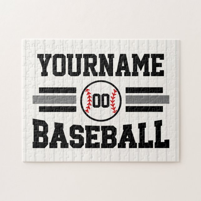 Quebra-cabeça Equipe de NOME Personalizada do Jogador de Basebal (Horizontal)