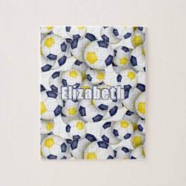 Quebra-cabeça equipe de ouro azul colorido futebol feminino