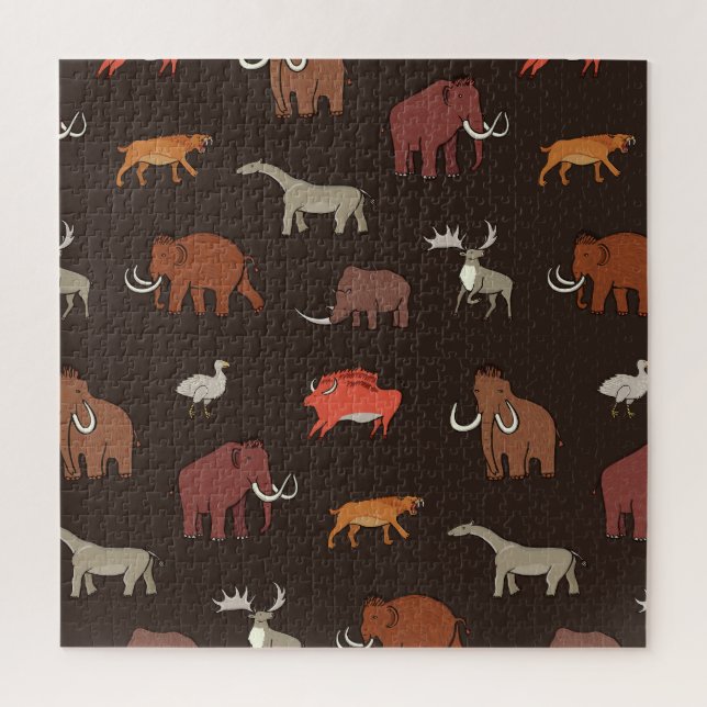 Quebra-cabeça Era Mamute: Padrão Temático Pré-Histórico. (Vertical)
