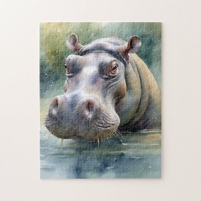 Quebra-cabeça Ereal Hippo Watercolor (Vertical)