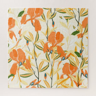 Quebra-cabeça Erris de laranja: padrão floral uniforme