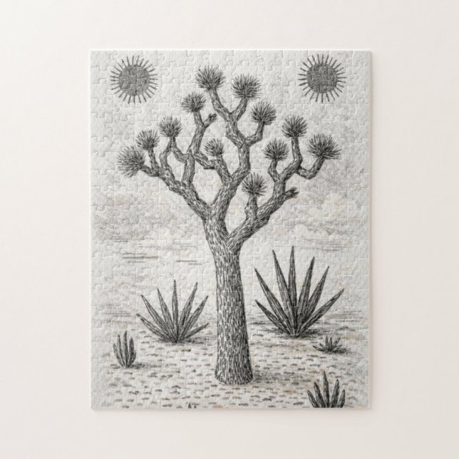 Quebra-cabeça esboço da árvore de joshua | arte de esboço do des (Vertical)