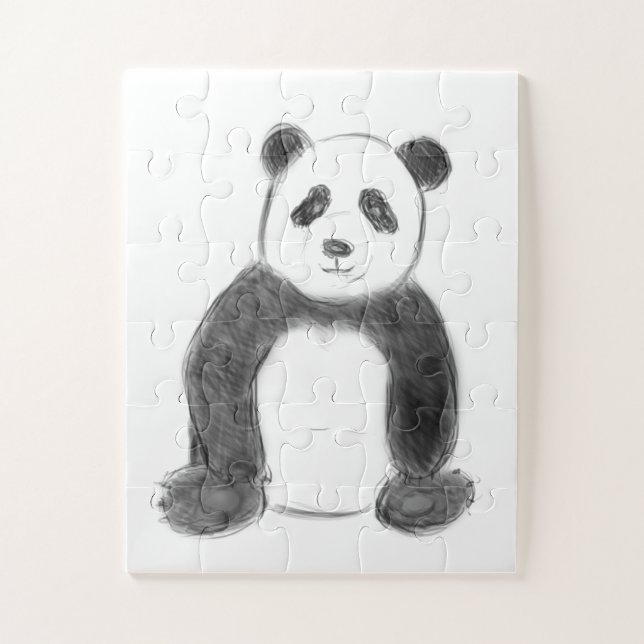 Quebra-cabeça Esboço preto e branco do panda (Vertical)