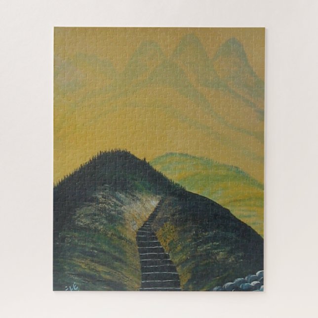 Quebra-cabeça Escadaria Abstrato do Sonho Amarelo Coreano (Vertical)