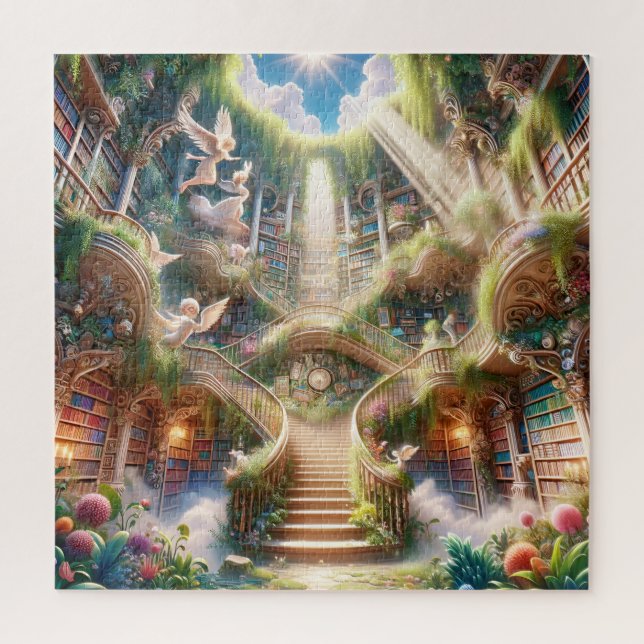 Quebra-cabeça Escadaria da Biblioteca Angelical para Iluminação (Vertical)