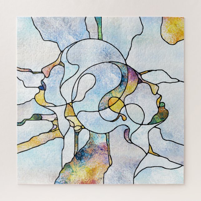 Quebra-cabeça Escadas do arco-íris, unidade de vidro manchada (Vertical)