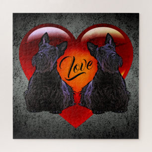 Quebra-cabeça Escocês Terrier Black Shouette Heart/676 partes