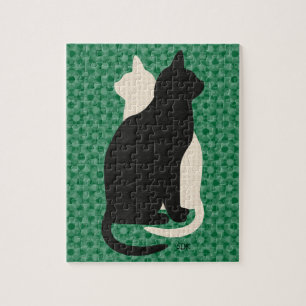 Quebra-cabeça Escolher Cor Preta Gato Branco Duo Yin Yang Estilo