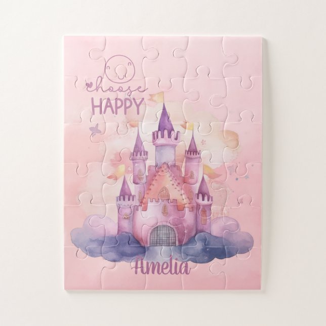 Quebra-cabeça Escolher Palácio Feliz na Nuvem Rosa personalizáve (Vertical)
