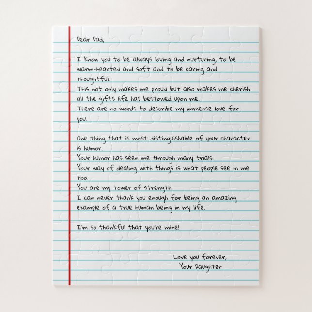 Quebra-cabeça Escrever Carta para o Papai no Dia dos Pais (Vertical)