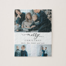 Quebra-cabeça Escrito Mínimo Moderno 3 Foto Feliz Natal
