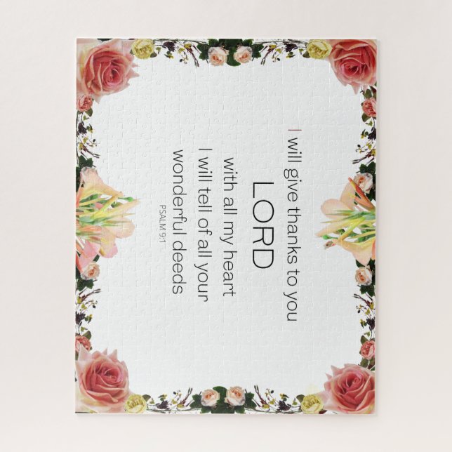 Quebra-cabeça Escritura Salm 9, Floral (Vertical)